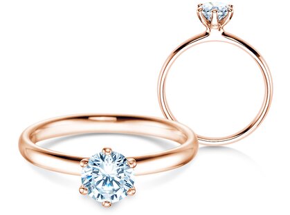 Engagement ring Classic 6 in 9K rosé gold with diamond 0.75ct G/SI