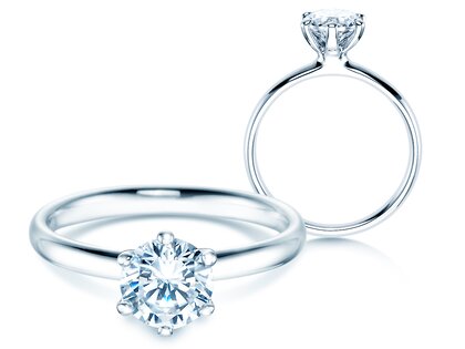 Engagement ring Classic 6 in 14K white gold with lab-grown diamond 1.00ct E/VS