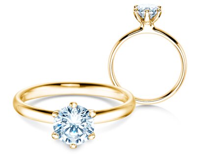 Engagement ring Classic 6 in 14K yellow gold with lab-grown diamond 1.00ct E/VS