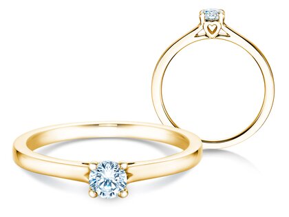 Engagement ring Romance in 9K yellow gold with lab-grown diamond 0.25ct E/VS