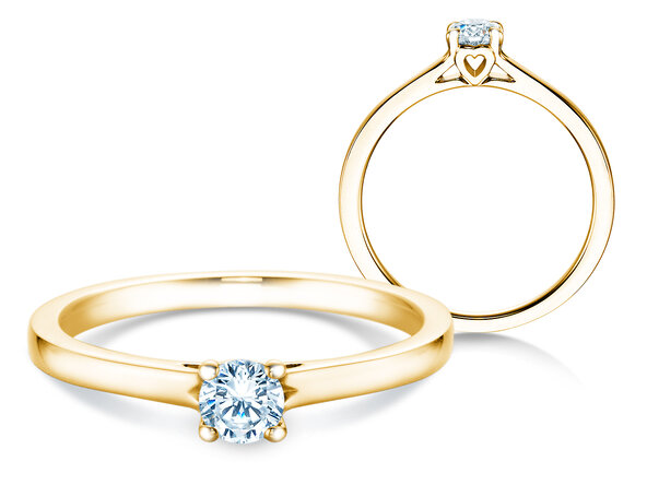 Engagement ring Romance in 9K yellow gold with lab-grown diamond 0.25ct E/VS