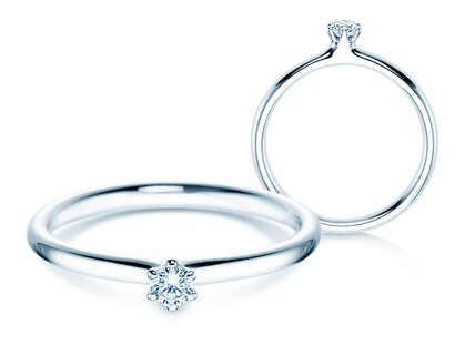 Engagement ring Classic 6 in platinum 950/- with diamond 0.07ct G/SI