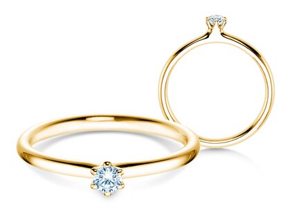 Engagement ring Classic 6 in 18K yellow gold with diamond 0.10ct G/SI
