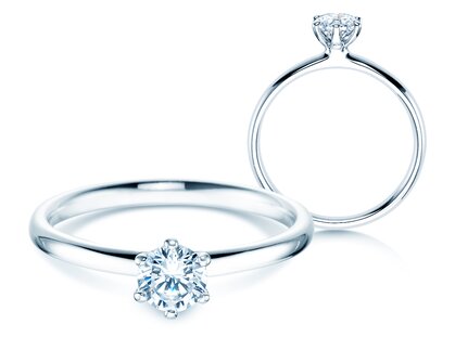 Engagement ring Classic 6 in platinum 950/- with diamond 0.40ct G/SI