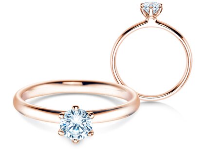 Engagement ring Classic 6 in 14K rosé gold with diamond 0.50ct