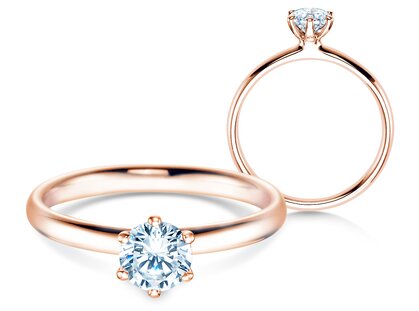 Engagement ring Classic 6 in 14K rosé gold with diamond 0.60ct G/SI