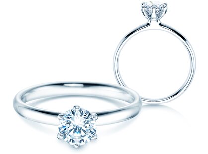 Engagement ring Classic 6 in platinum 950/- with diamond 0.75ct G/SI