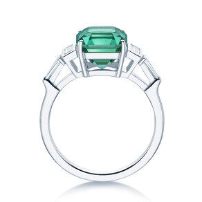 Engagement ring Aureline in 9K white gold with green tourmaline 3.00ct and natural diamonds 0.48ct