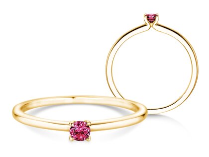 Birthstone ring Classic 4 January in 14K yellow gold with garnet 0.10ct