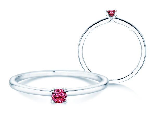 Birthstone ring Classic 4 January in 14K white gold with garnet 0.10ct