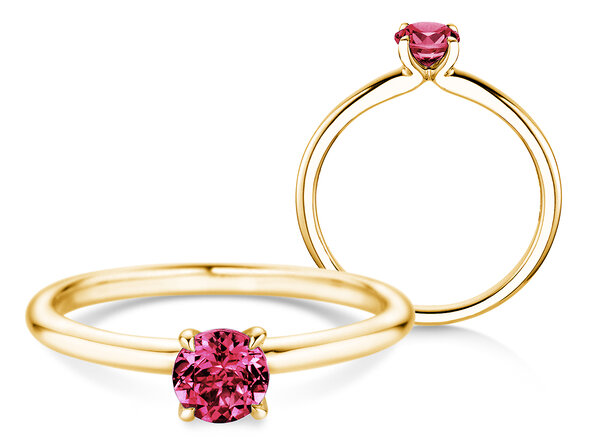 Birthstone ring Classic 4 January in 14K yellow gold with garnet 0.50ct