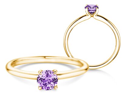 Birthstone ring Classic 4 February in 9K yellow gold with amethyst 0.50ct