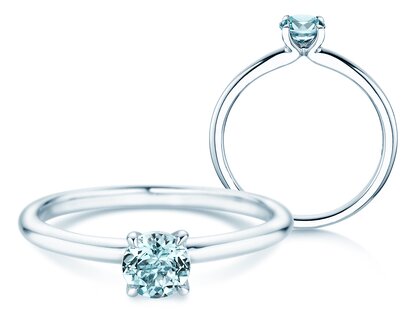 Birthstone ring Classic 4 March in 14K white gold with aquamarine 0.50ct