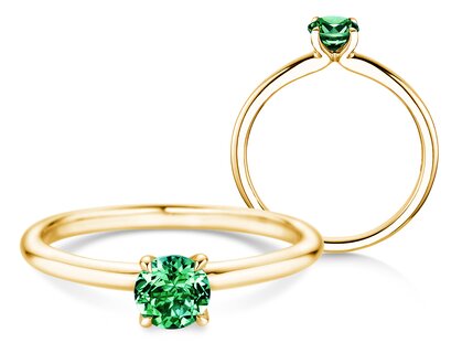 Birthstone ring Classic 4 May in 9K yellow gold with emerald 0.50ct