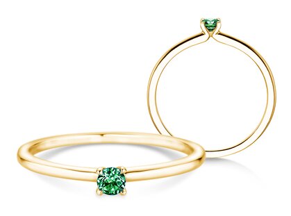 Birthstone ring Classic 4 May in 14K yellow gold with emerald 0.10ct