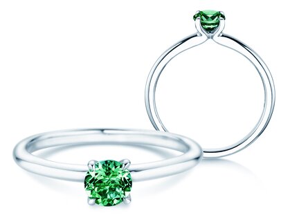 Birthstone ring Classic 4 May in 9K white gold with emerald 0.50ct