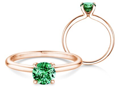 Birthstone ring Classic 4 May in 9K rosé gold with emerald 1.00ct