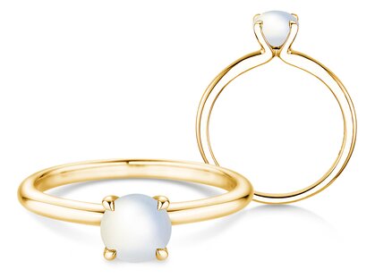 Birthstone ring Classic 4 June in 14K yellow gold with moonstone 1.00ct