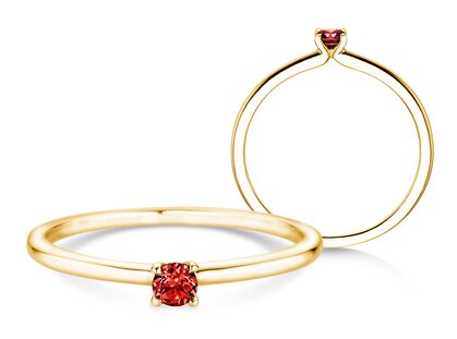 Birthstone ring Classic 4 July in 9K yellow gold with ruby 0.10ct