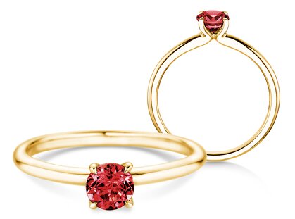 Birthstone ring Classic 4 July in 14K yellow gold with ruby 0.50ct