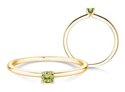 Birthstone ring Classic 4 August in 14K yellow gold with peridot 0.10ct
