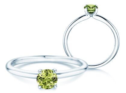 Birthstone ring Classic 4 August in 14K white gold with peridot 0.50ct