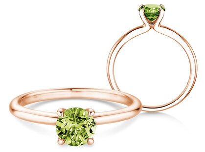 Birthstone ring Classic 4 August in 9K rosé gold with peridot 1.00ct