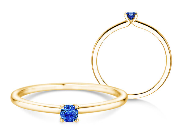 Birthstone ring Classic 4 September in 14K yellow gold with sapphire 0.10ct