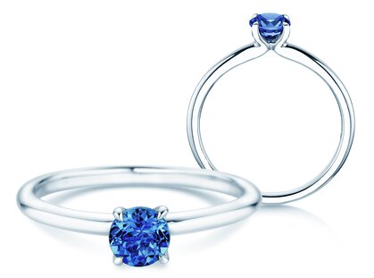 Birthstone ring Classic 4 September in 9K white gold with sapphire 0.50ct