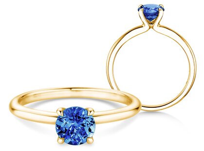 Birthstone ring Classic 4 September in 14K yellow gold with sapphire 1.00ct