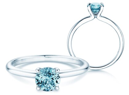 Birthstone ring Classic 4 December in 14K white gold with blue topaz 1.00ct