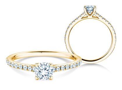 Birthstone Ring Birthstone ring Pure Colour April in 9K yellow gold with diamond 0.50ct and diamonds 0.26ct