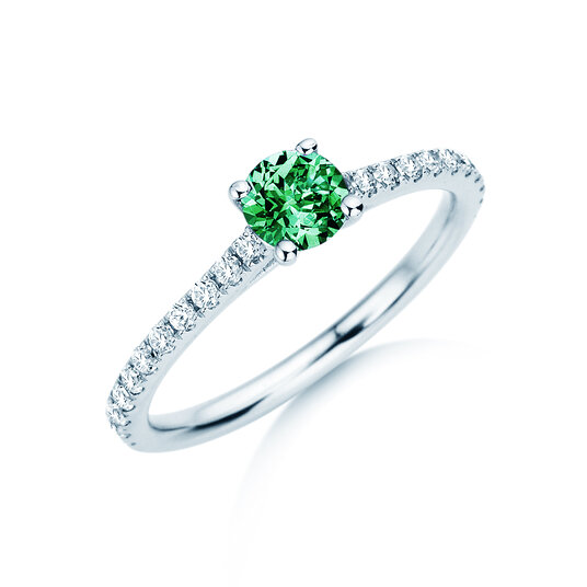 Birthstone Ring Birthstone ring Pure Colour May in 9K white gold with emerald 0.50ct and diamonds 0.26ct