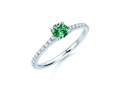 Birthstone Ring Birthstone ring Pure Colour May in 9K white gold with emerald 0.50ct and diamonds 0.26ct