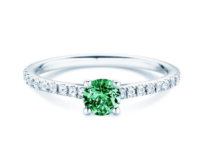 Birthstone Ring Birthstone ring Pure Colour May in 9K white gold with emerald 0.50ct and diamonds 0.26ct