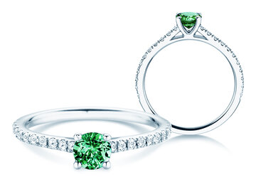Birthstone Ring Birthstone ring Pure Colour May in 9K white gold with emerald 0.50ct and diamonds 0.26ct