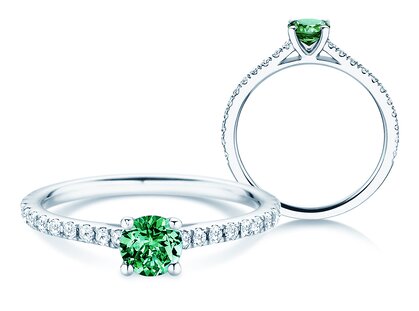 Birthstone Ring Birthstone ring Pure Colour May in 9K white gold with emerald 0.50ct and diamonds 0.26ct