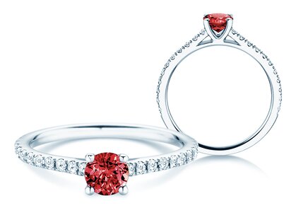 Birthstone Ring Birthstone ring Pure Colour July in 9K white gold with ruby 0.50ct and diamonds 0.26ct