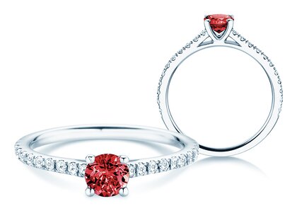 Birthstone Ring Birthstone ring Pure Colour July in 9K white gold with ruby 0.50ct and diamonds 0.26ct