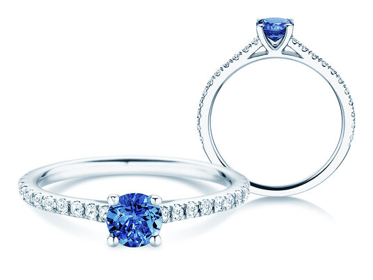 Birthstone Ring Birthstone ring Pure Colour September in 9K white gold with sapphire 0.50ct and diamonds 0.26ct