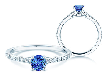 Birthstone Ring Birthstone ring Pure Colour September in 9K white gold with sapphire 0.50ct and diamonds 0.26ct