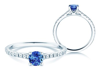 Birthstone Ring Birthstone ring Pure Colour September in 9K white gold with sapphire 0.50ct and diamonds 0.26ct