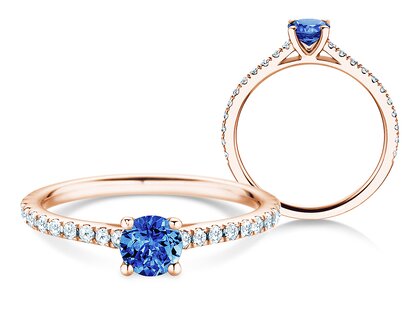 Birthstone Ring Birthstone ring Pure Colour September in 9K rosé gold with sapphire 0.50ct and diamonds 0.26ct