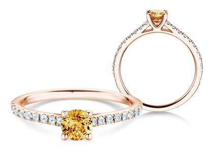 Birthstone Ring Birthstone ring Pure Colour November in 18K rosé gold with citrine 0.50ct and diamonds 0.26ct