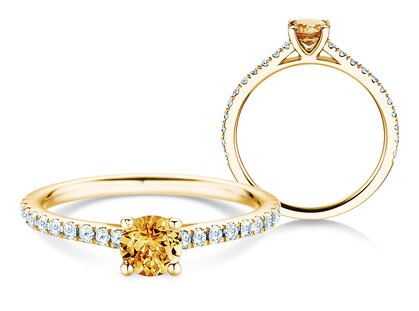 Birthstone Ring Birthstone ring Pure Colour November in 18K yellow gold with citrine 0.50ct and diamonds 0.26ct