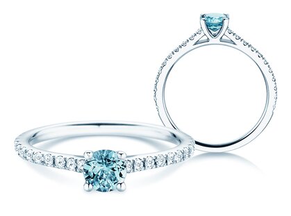 Birthstone Ring Birthstone ring Pure Colour December in 18K white gold with blue topaz 0.50ct and diamonds 0.26ct