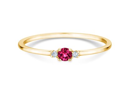 Birthstone ring Vivid Petite January in 14K yellow gold with garnet 0.11ct and diamonds 0.02ct