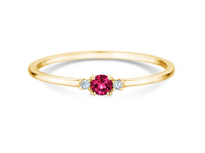 Birthstone ring Vivid Petite January in 14K yellow gold with garnet 0.11ct and diamonds 0.02ct