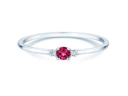 Birthstone ring Vivid Petite January in 14K white gold with garnet 0.11ct and diamonds 0.02ct