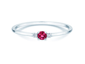 Birthstone ring Vivid Petite January in 14K white gold with garnet 0.11ct and diamonds 0.02ct
